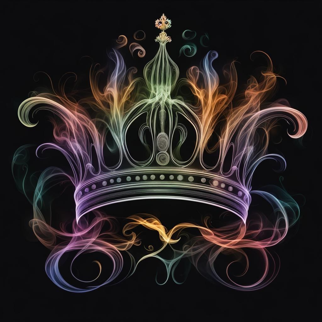 Ethereal Crown of Multicolored Smoke