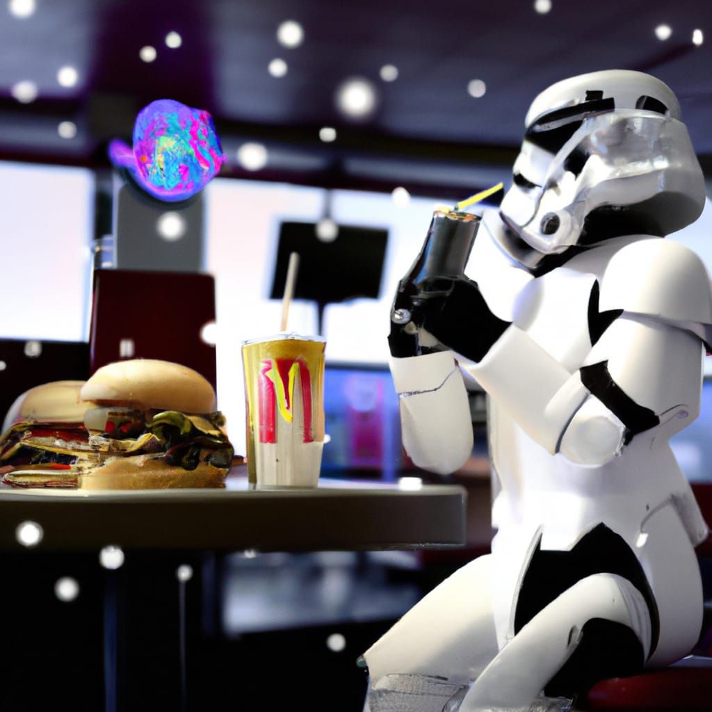 Stormtrooper's Lunch Break at Space Station McDonald's