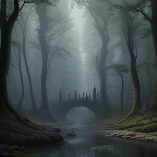 Gothic Summer Forest Fantasy Matte Painting