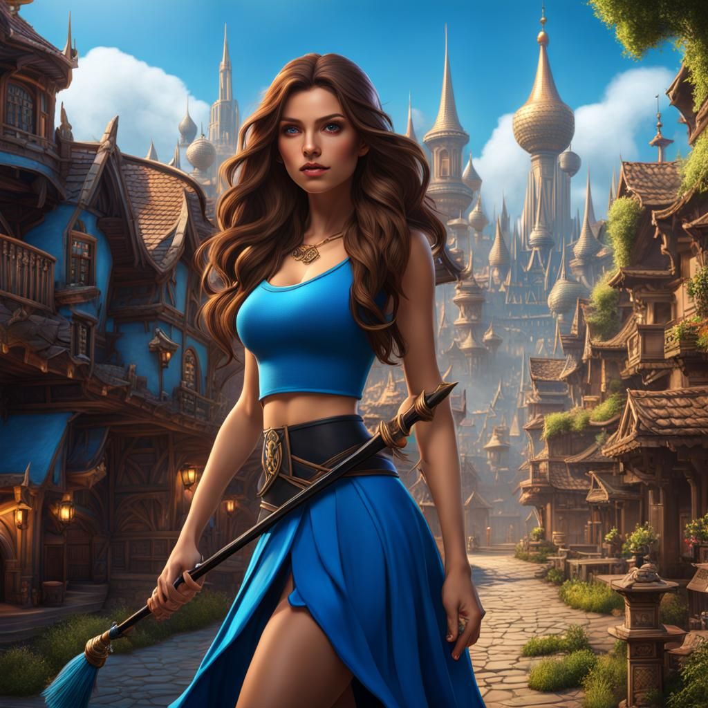 Fantasy City Comic Strip: Girl with Wand