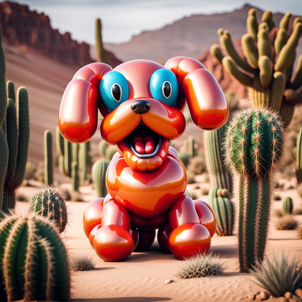 Scared Balloon Dog in Desert Photo