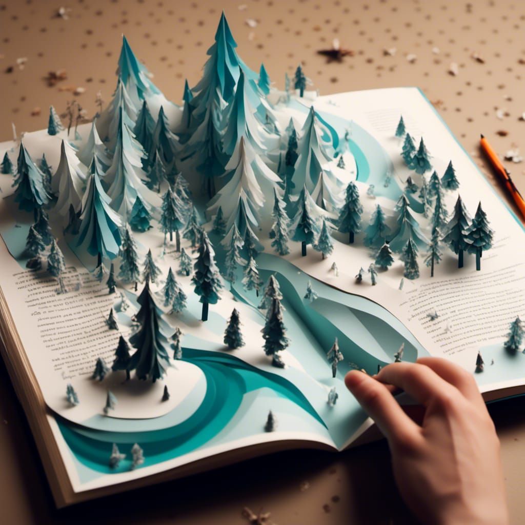 Winter Wonderland Origami Papercraft Book in 3D