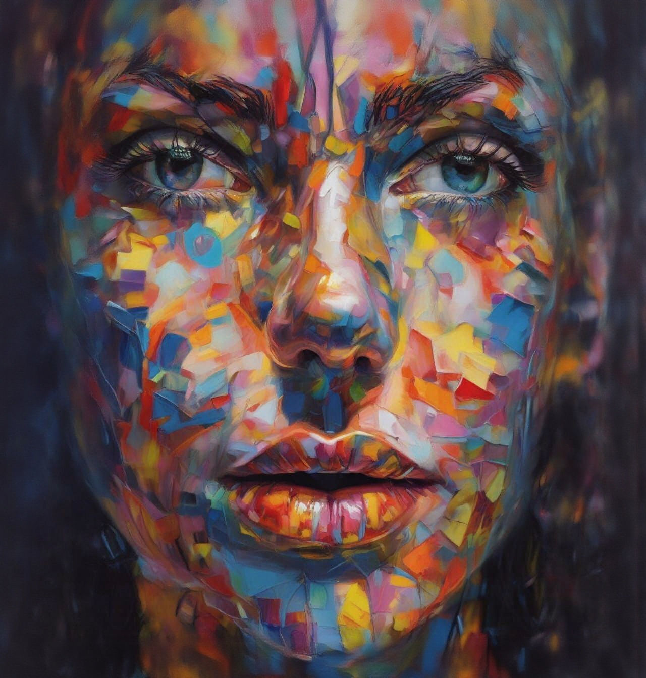 Biopunk Fauvism Portrait in Geometric Style