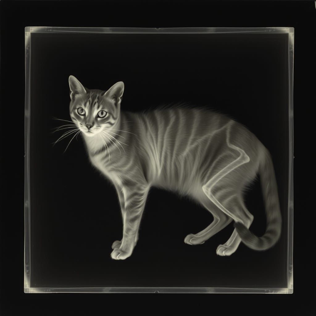 X-Ray Cat Vector in Chronophotography Style