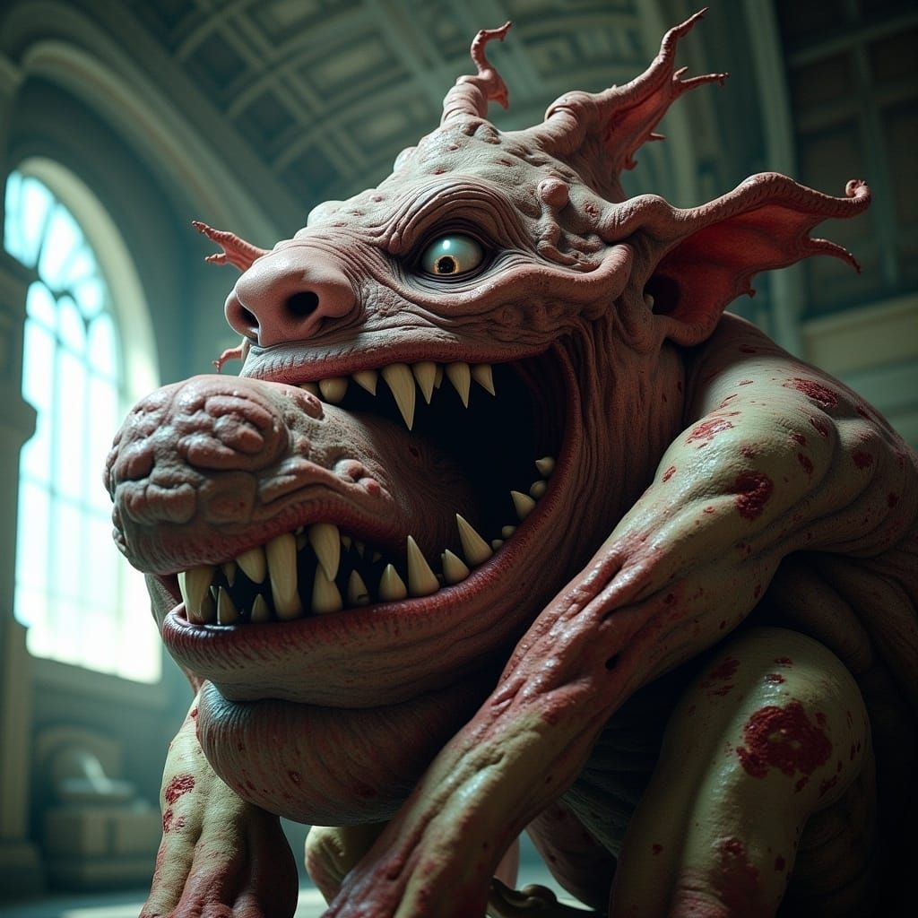 Cuddly, Scary Creature in Epic Sci-Fi Style