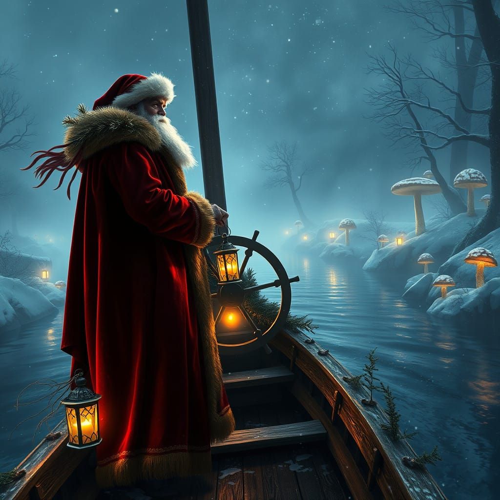 Nikolaus Navigates Mystical Winter Wonderland in a Detailed,...