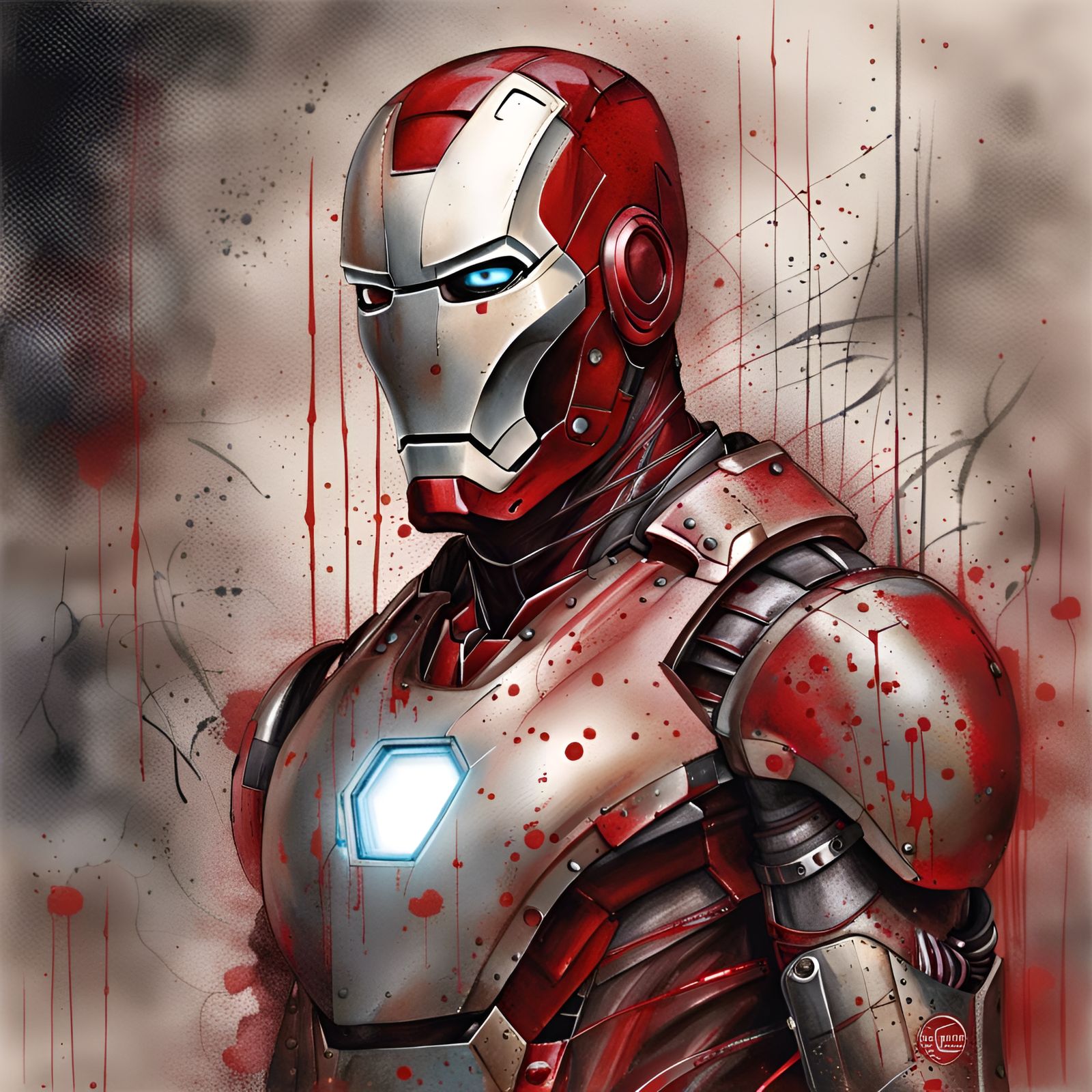 Iron Man in Graffiti Style, Inspired by Dramatic Fantasy Art