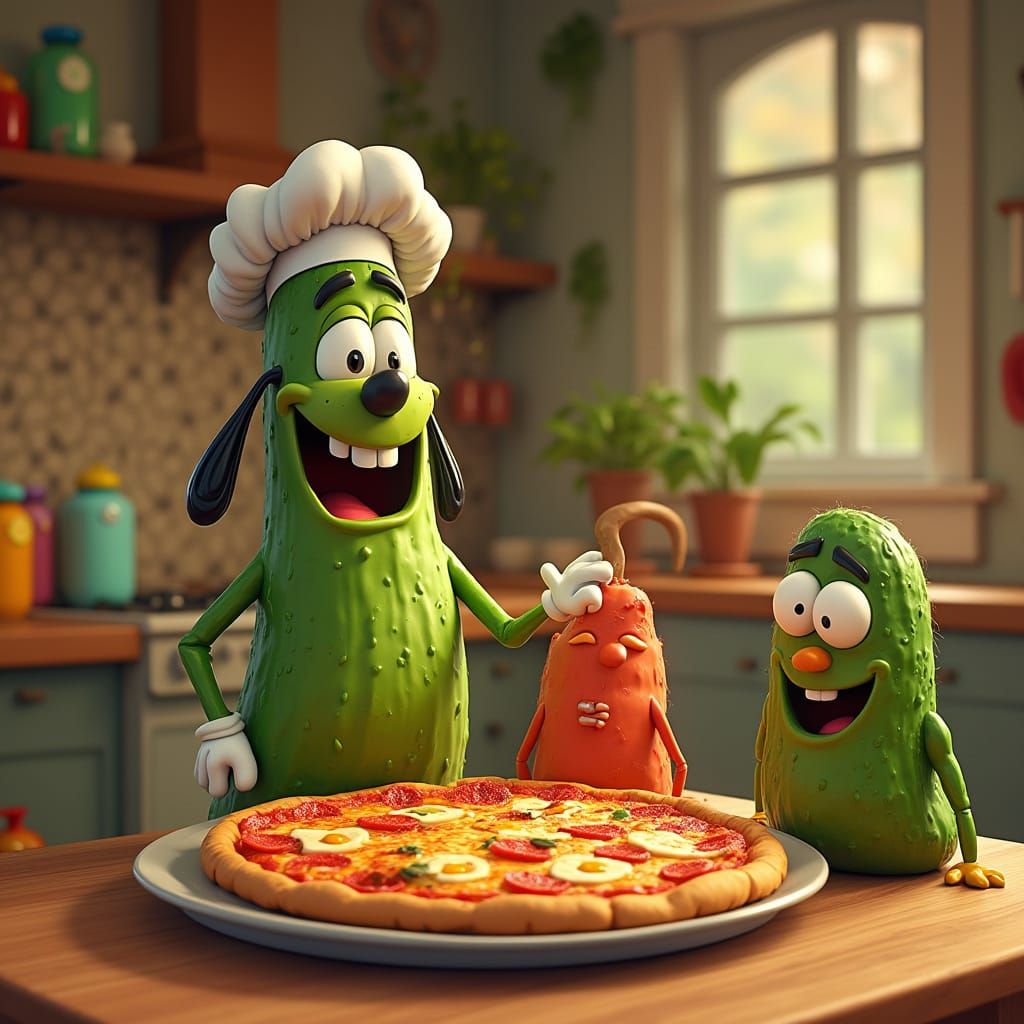 Pickle Dad Presents Pizza in Pixar Kitchen