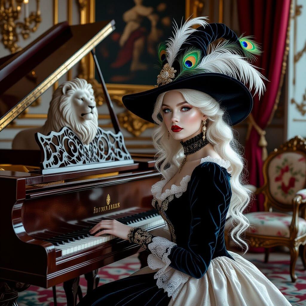 Surreal Art Nouveau Witch in Baroque Opulence