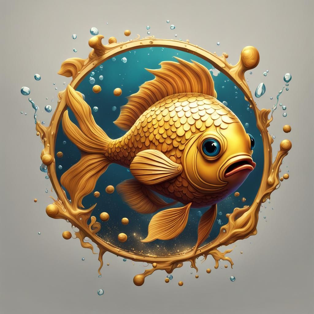 Cute Fish T-Shirt Design in Splash Art Style