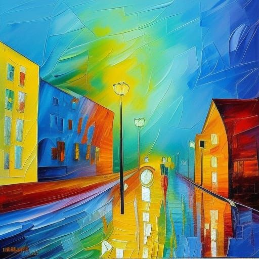 Neo-Impressionist Architecture in Expressionist Oil Painting