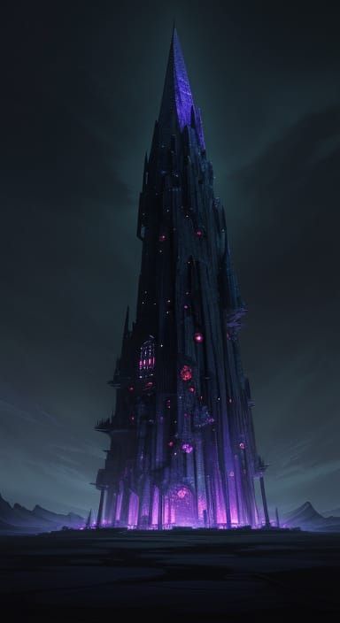 Cosmic Crystal Tower in Anime Key Visual Style