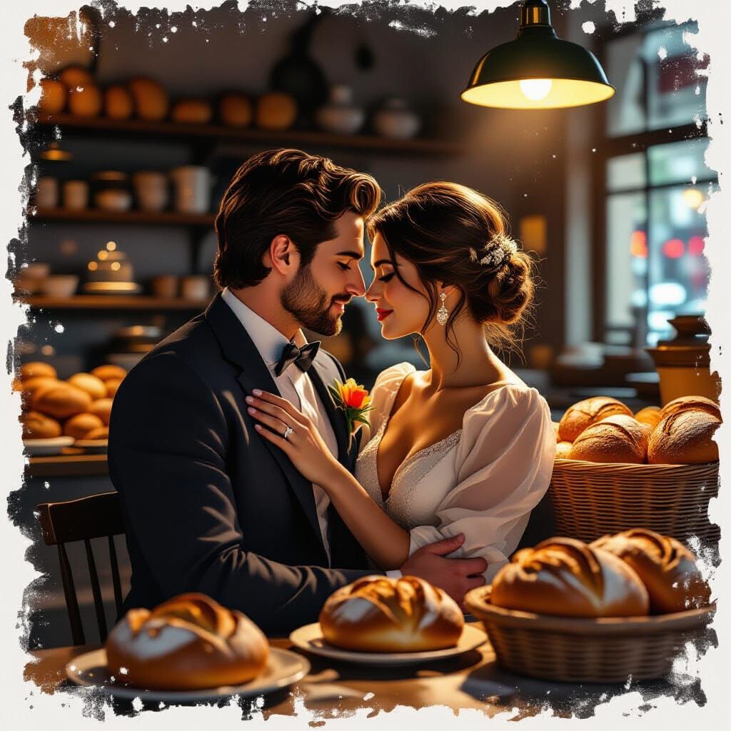 Intimate Moment in Vintage Bakery by Spotlight