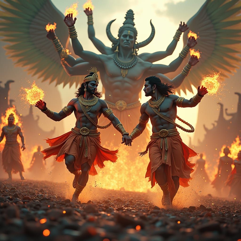 Epic Battle Scene in Cinematic 3D Cartoon Style