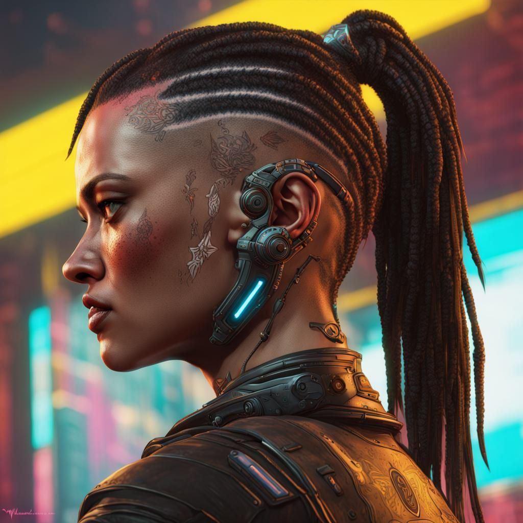 Malenia in Cyberpunk 2077 Style: Detailed Portrait