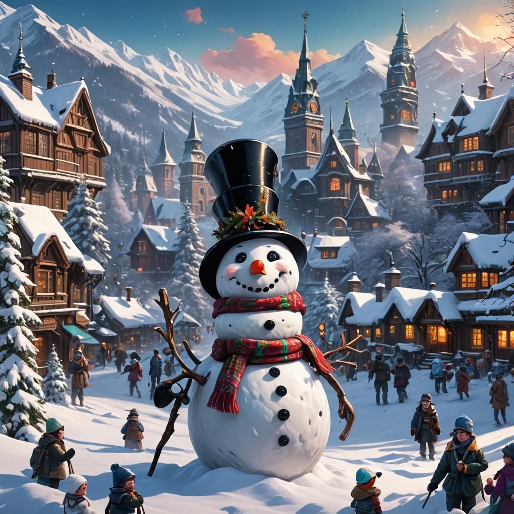 Snowpunk Snowman in Detailed HD Landscape