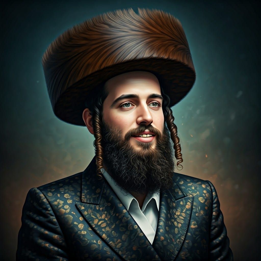 Hasidic Man with Shreimel Hat in Fantasy Style