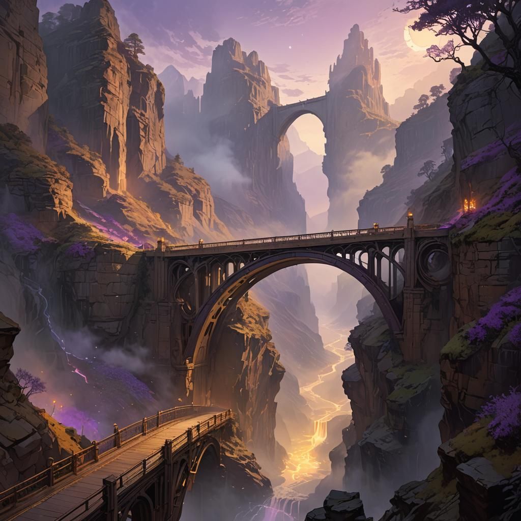 Mystical Racetrack Bridge over Misty Canyon