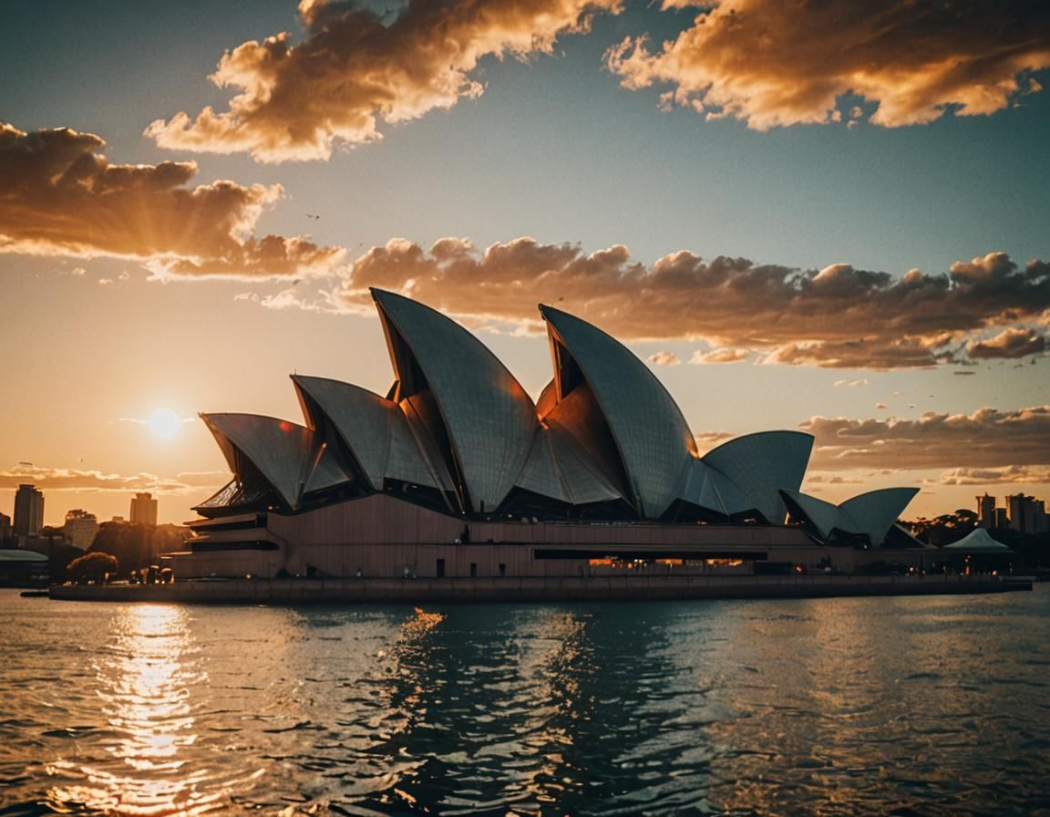 Sydney Opera House at Sunset: Cinematic Film Still