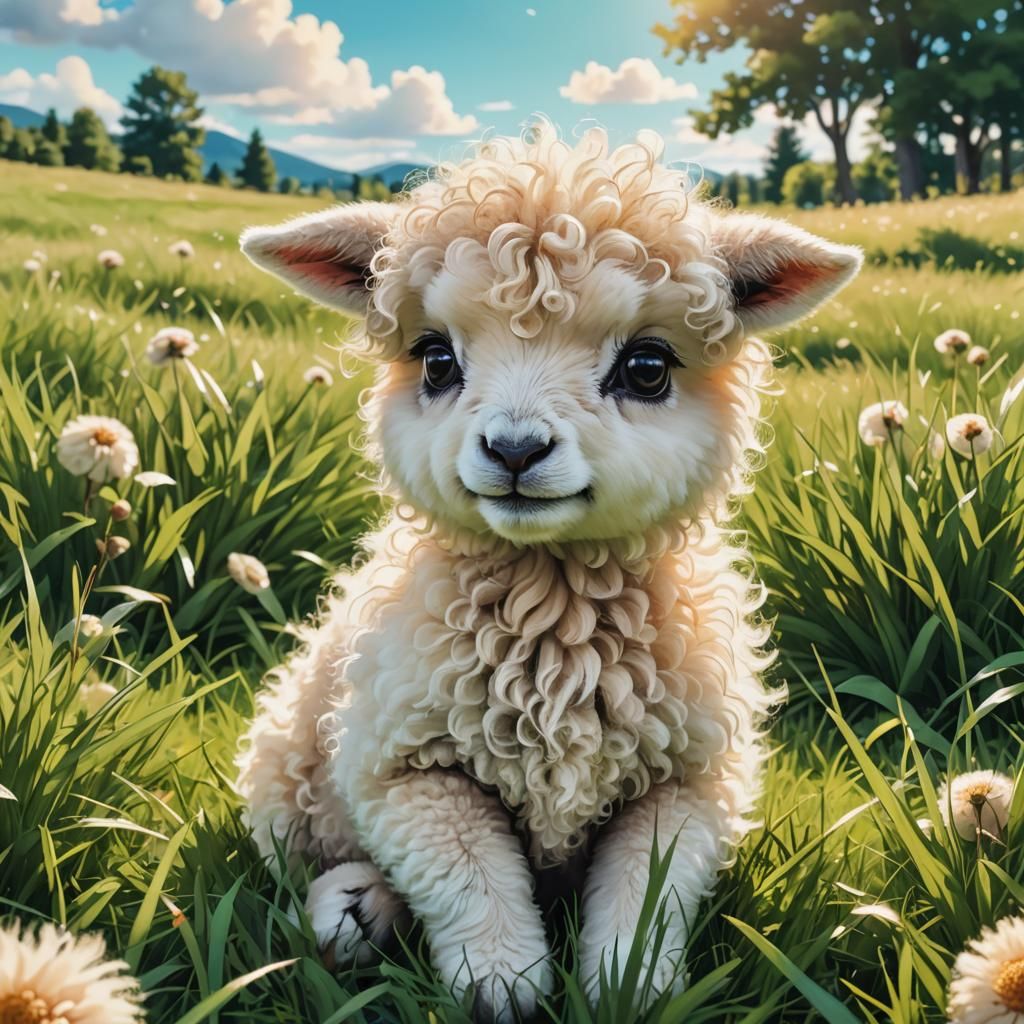 Chibi Lamb Portrait in Anime Style