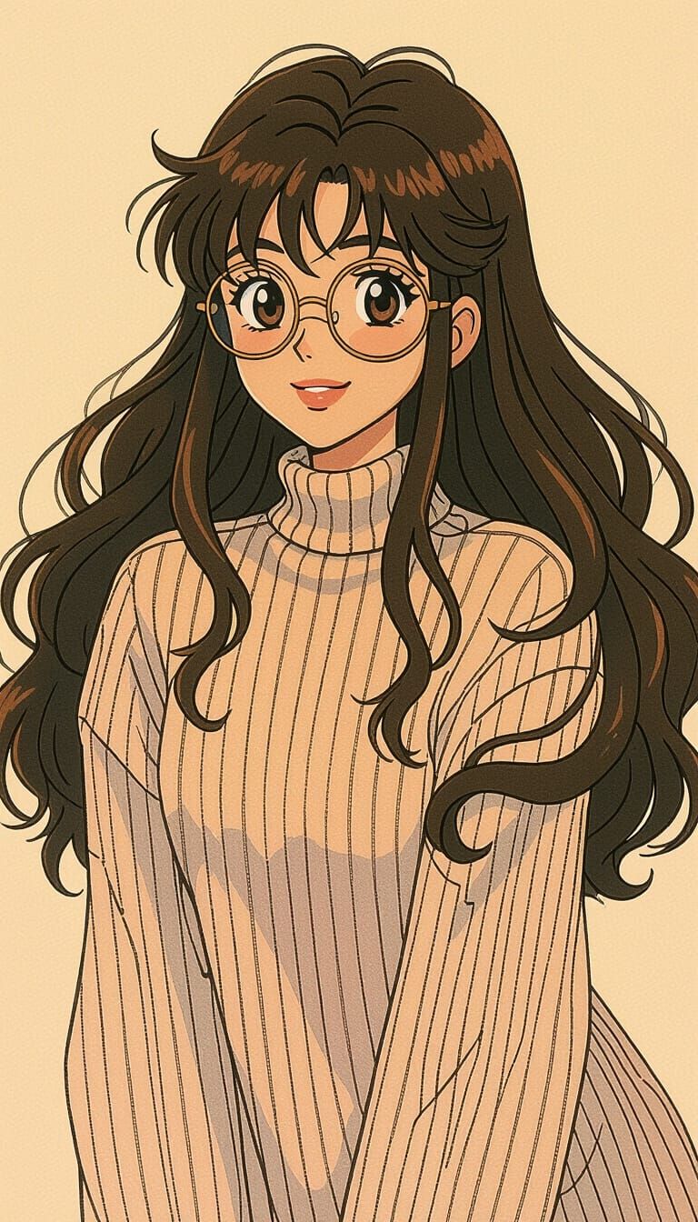 Smiling Young Man in Vintage Anime Style