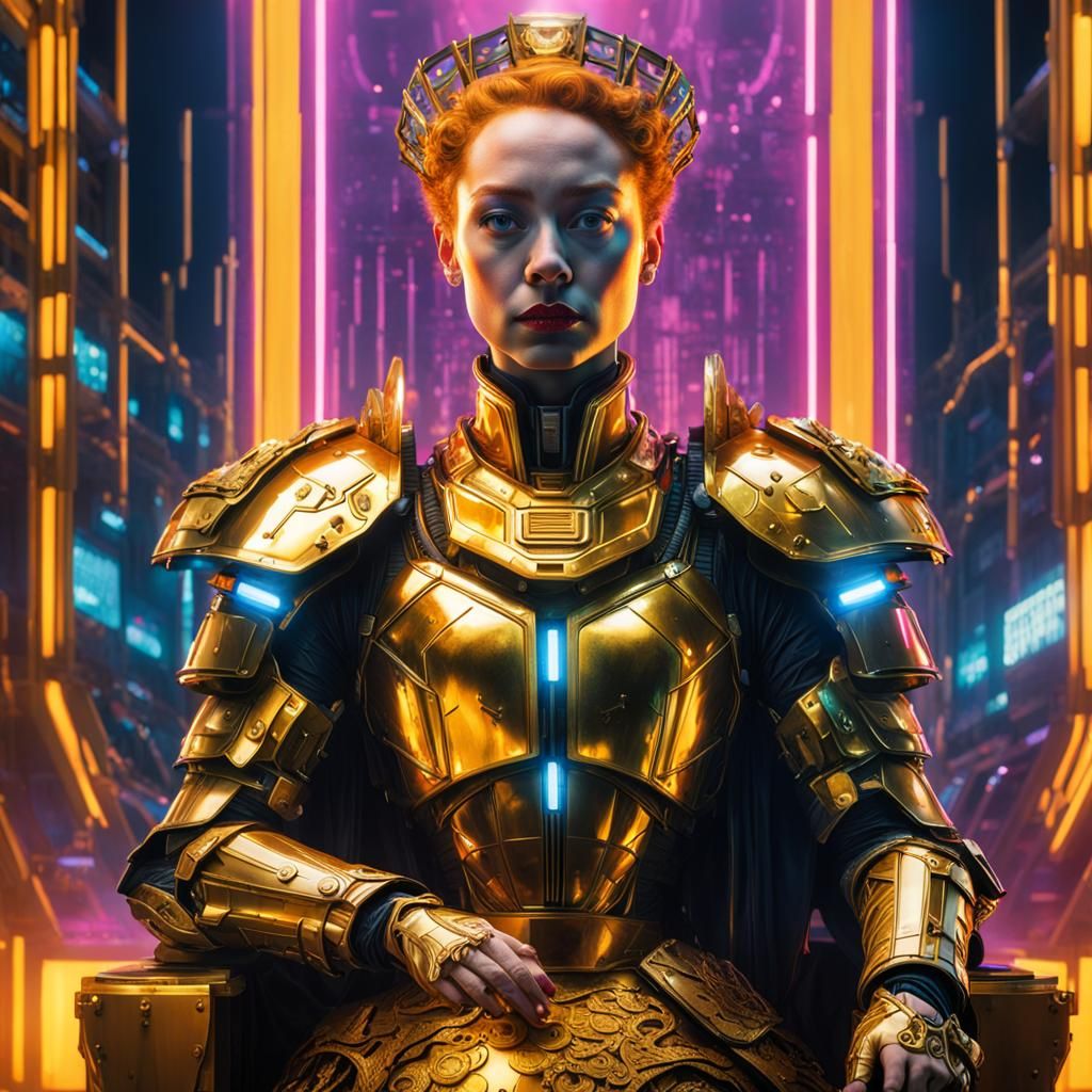 Queen Elizabeth I in Cyberpunk Golden Armor