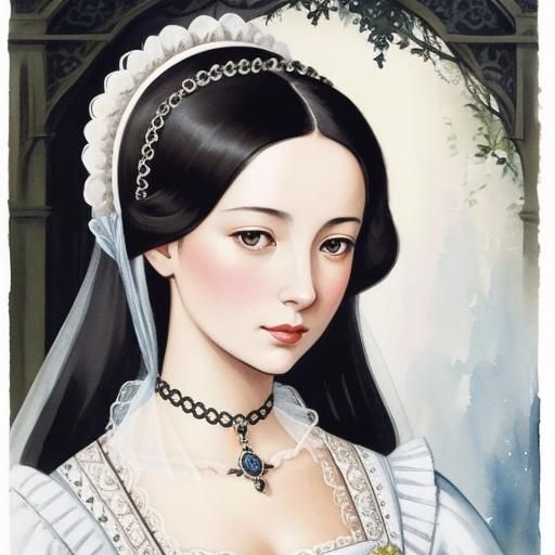 Anne Boleyn in Watercolor Portrait