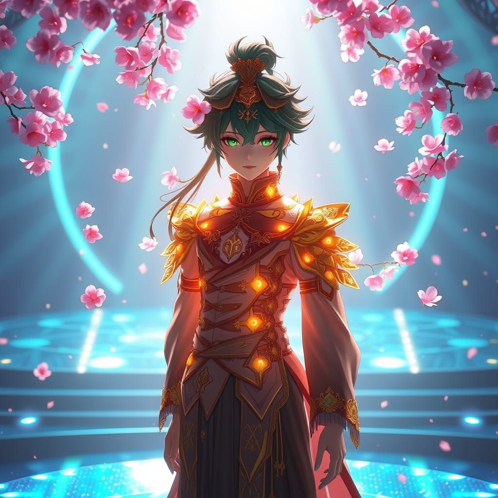 Androgynous Anime Idol on Energy Stage