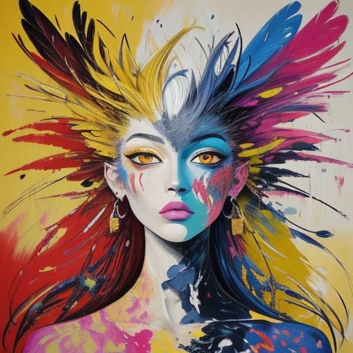 Silver Woman in Abstract Expressionist Impasto Painting