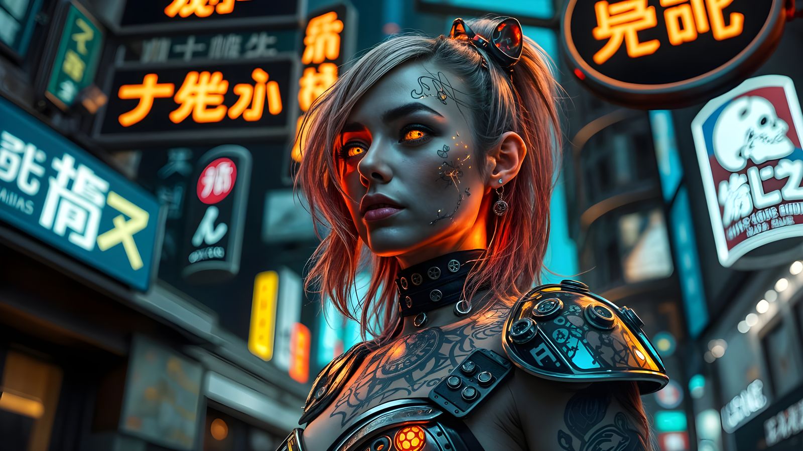 Cyberpunk Oracle Goddess in Holographic Armor with Shifting ...