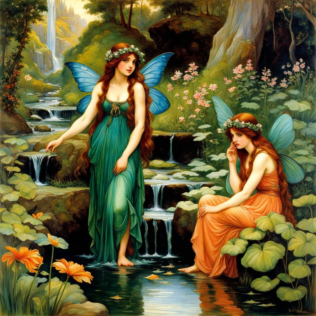 Fairies in Flower Village: A Watercolor Masterpiece