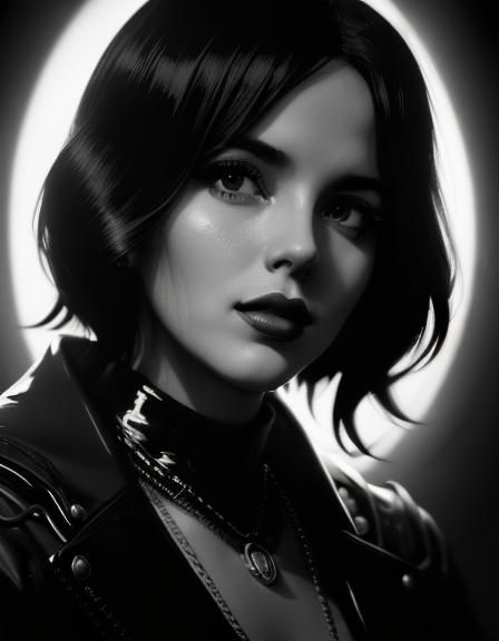 Striking Chiaroscuro Portrait in Film Noir Style