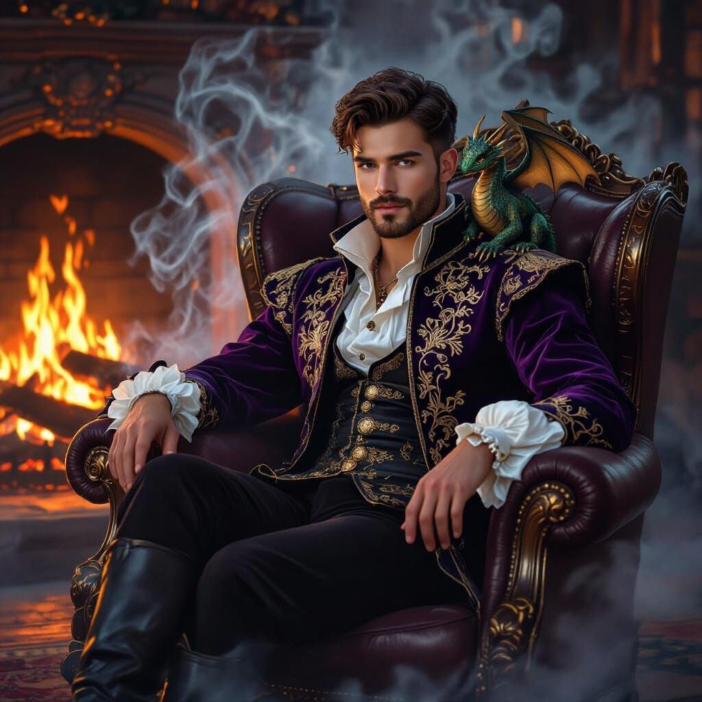 Magician with Dragon Familiar in Ethereal Fantasy Style