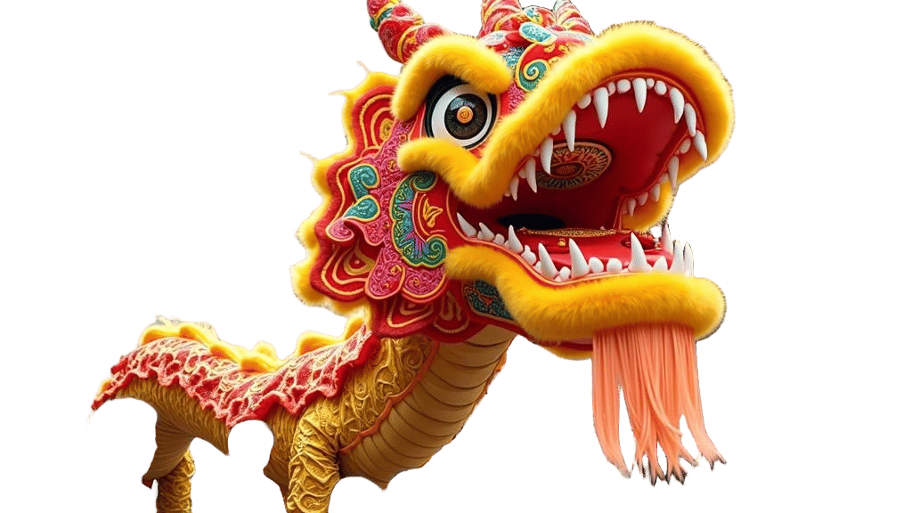 Chinese Festival Dragon Dance with Fireworks