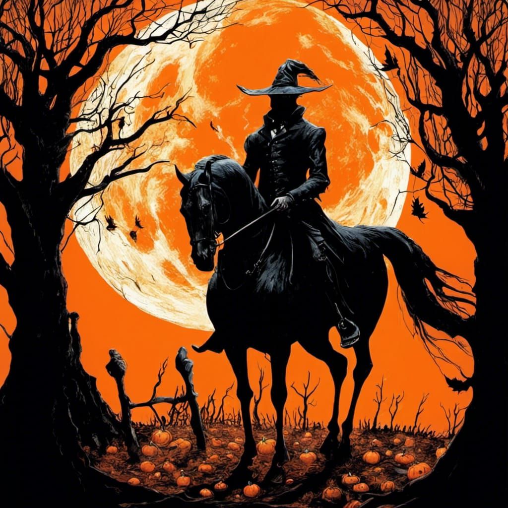 Sleepy Hollow: Headless Horseman in a Horror Scene