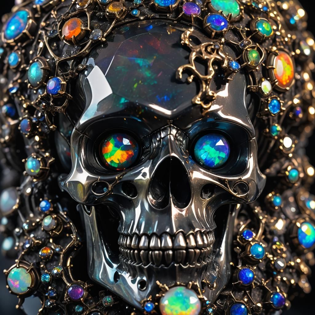 Opal Skull: Gothic Jewelry Art in Extreme Close-Up
