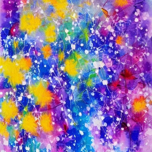 Abstract Floral Watercolor Background in Gouache