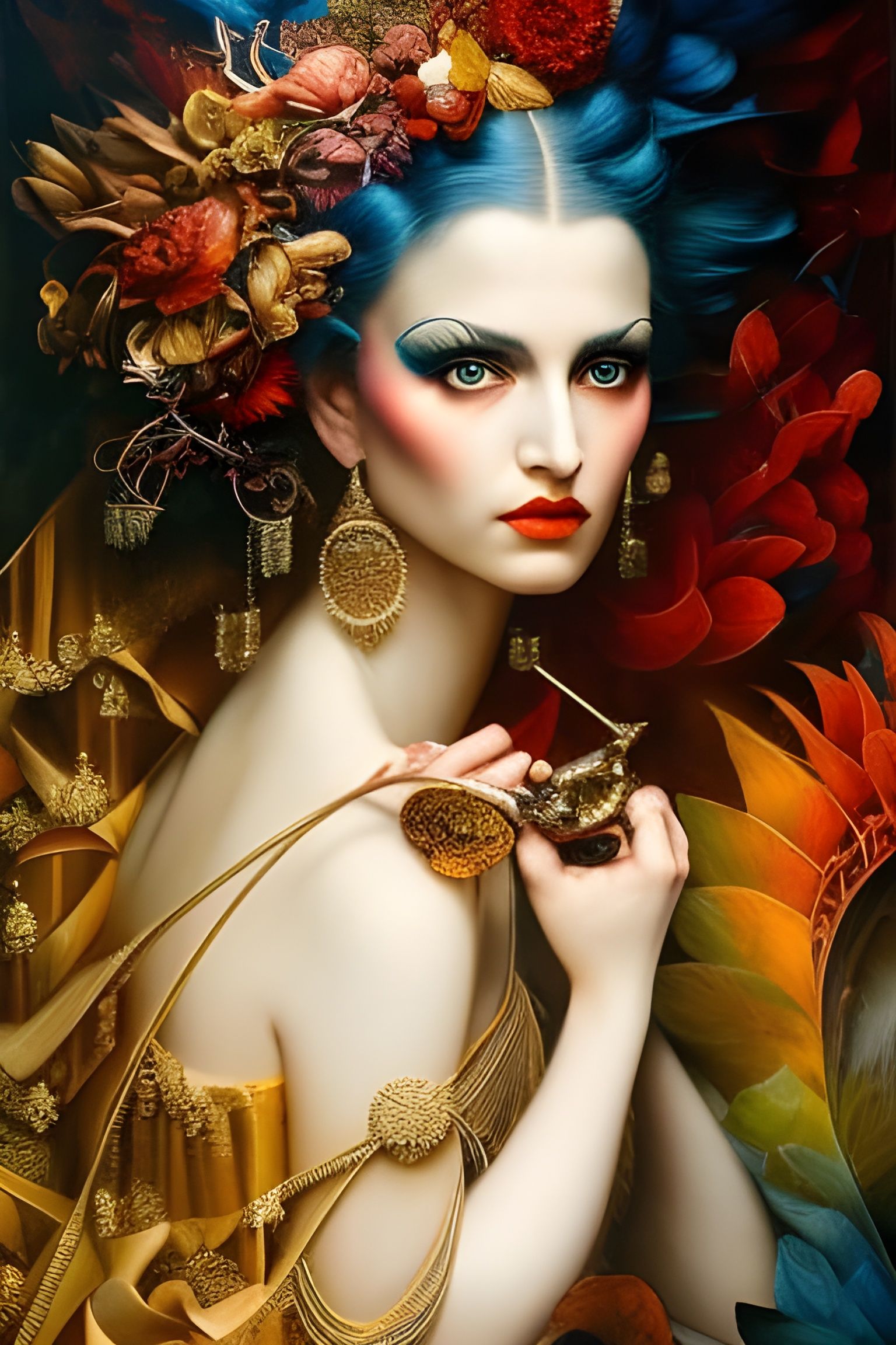 Hyperrealistic Portrait of Death in Maximalist Style