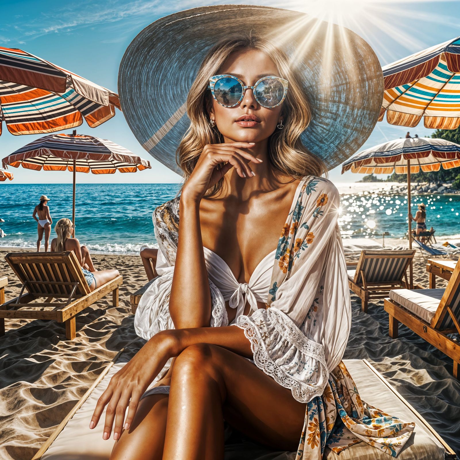 Chic Beach Goddess Embracing Summer Elegance