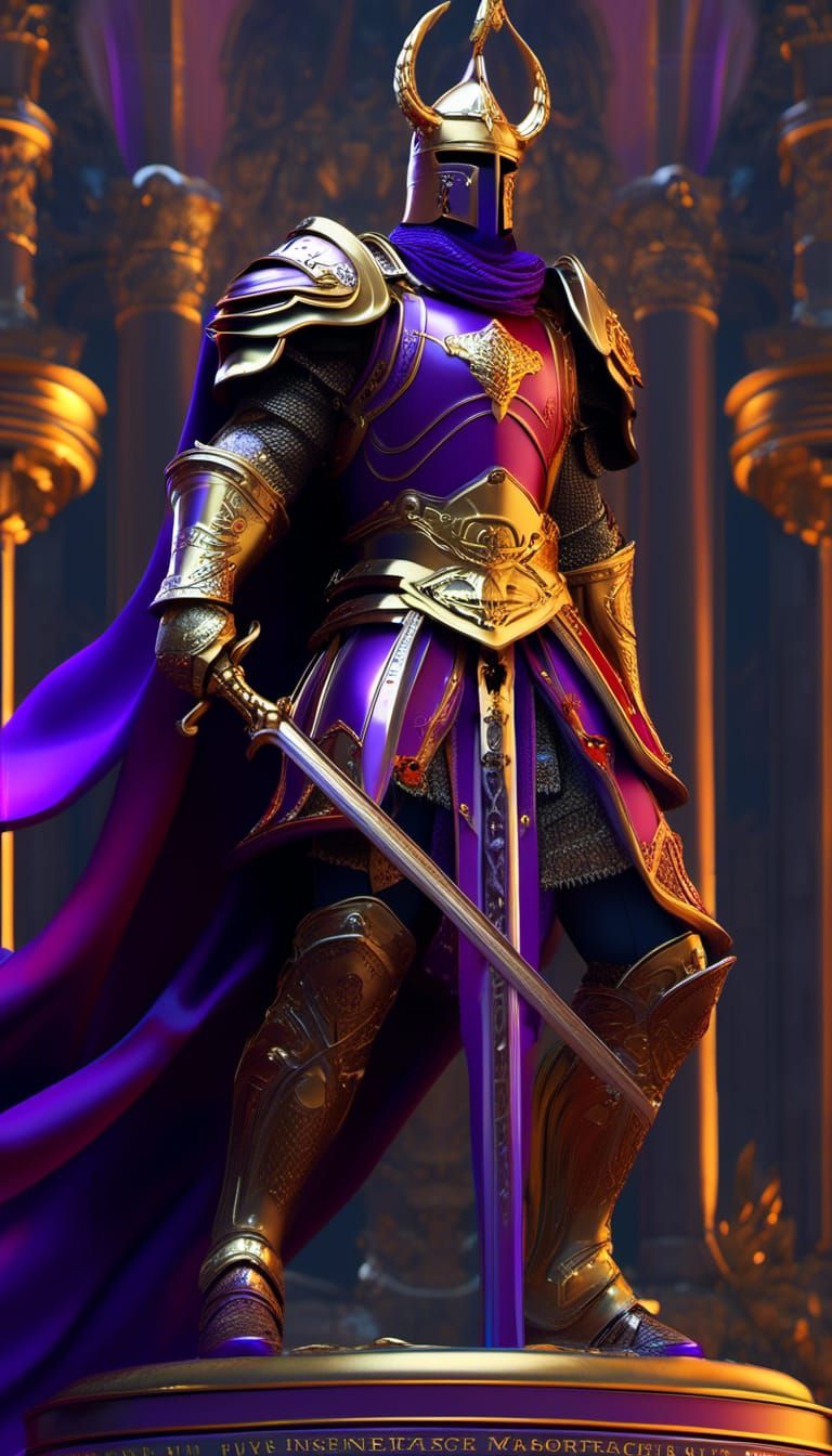 Majestic Knight Statue in Dark Fantasy Style