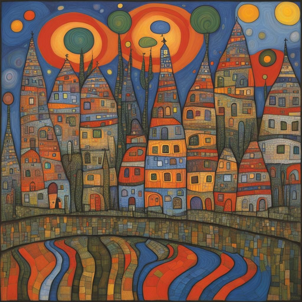 Hundertwasser Inspired Abstract Architecture