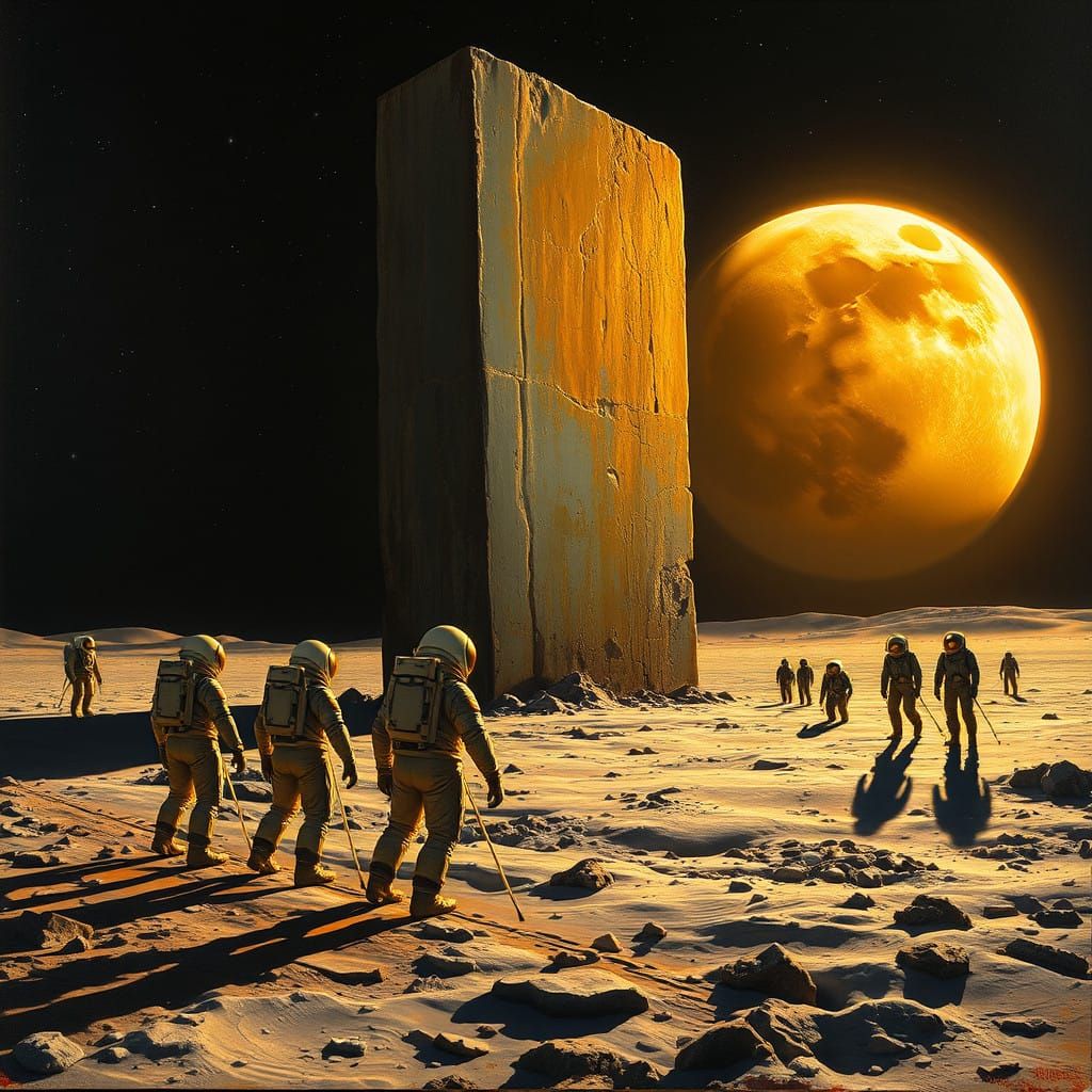 Ancient Monolith on the Lunar Surface
