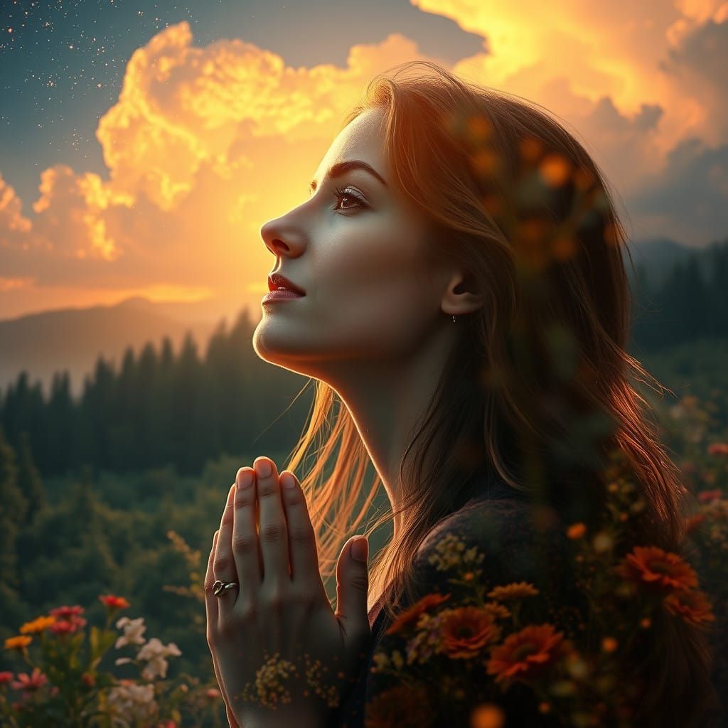 Mystical Woman in Baroque-Inspired Contemplation