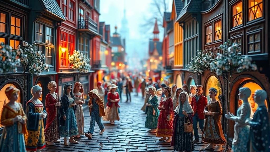 Enameled Glass Figurine Cityscape