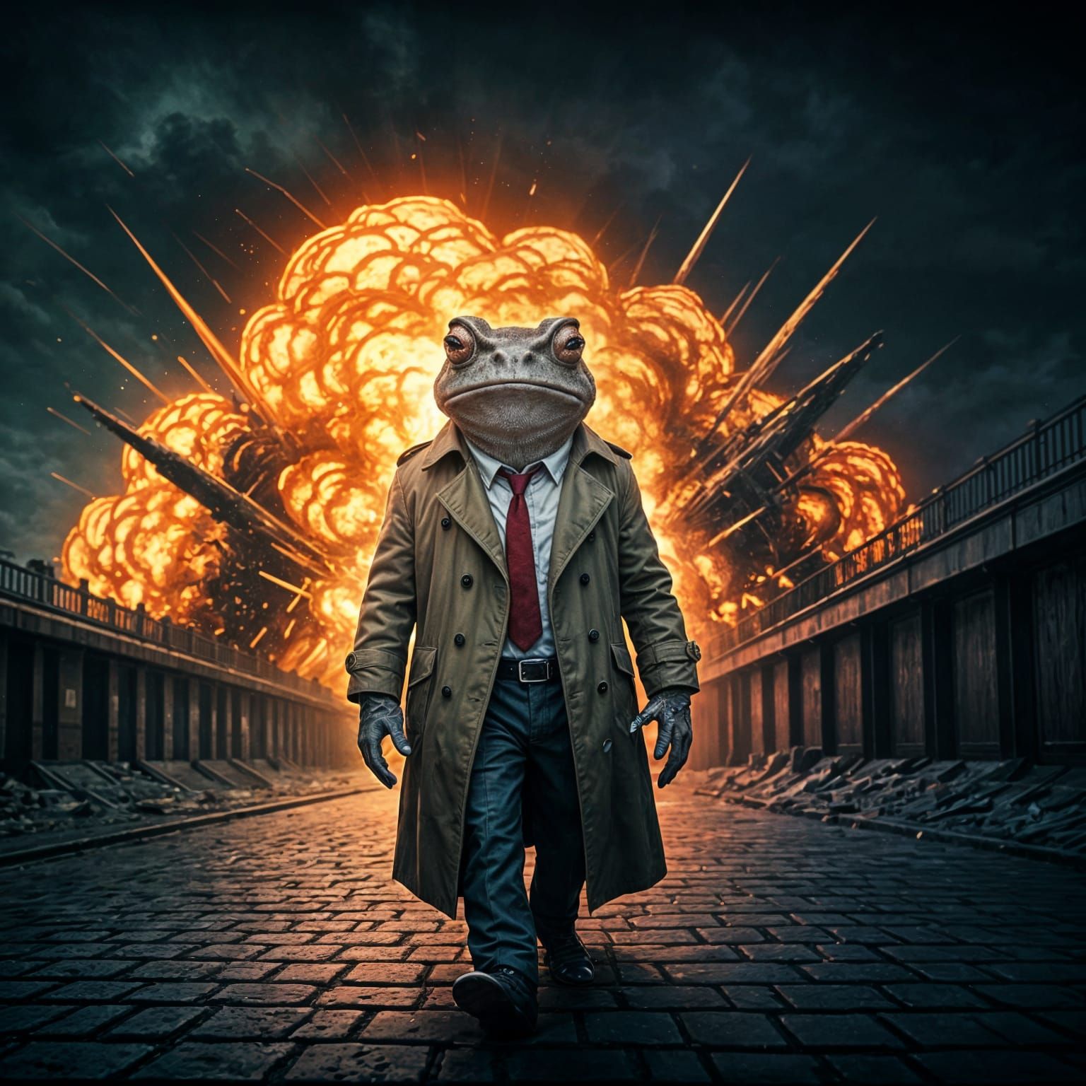 Anthropomorphic Toad Walks Away From Explosion