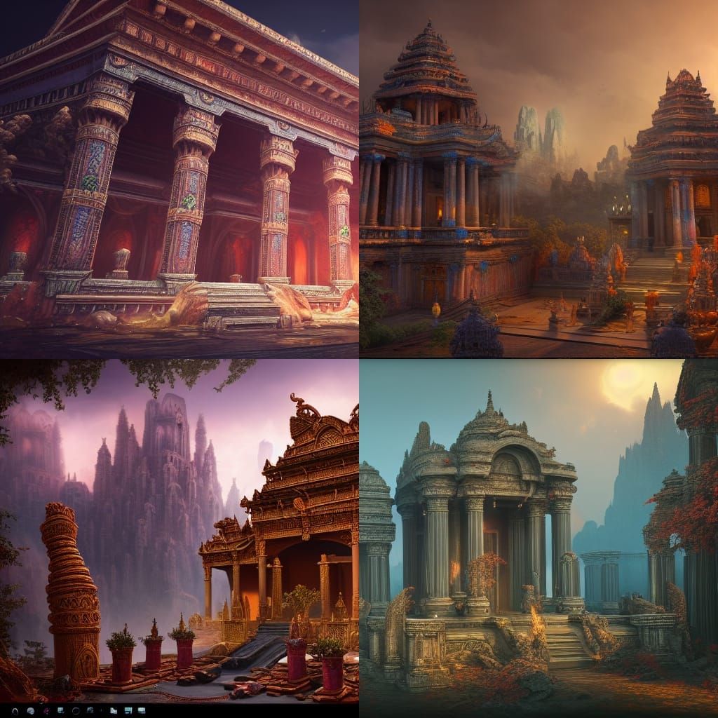 Ruined Temple in Detailed Matte Painting Style