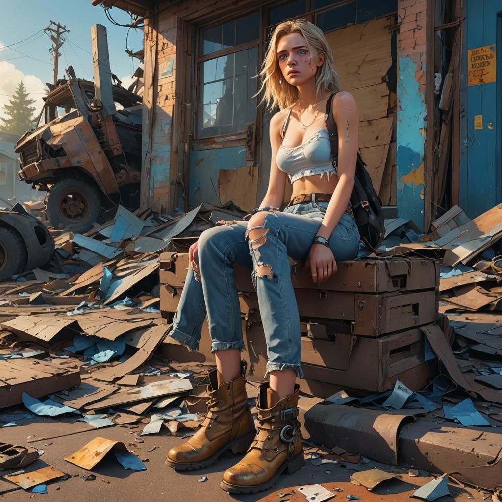 Fantasy Girl with Blue Eye in Detailed Matte Painting