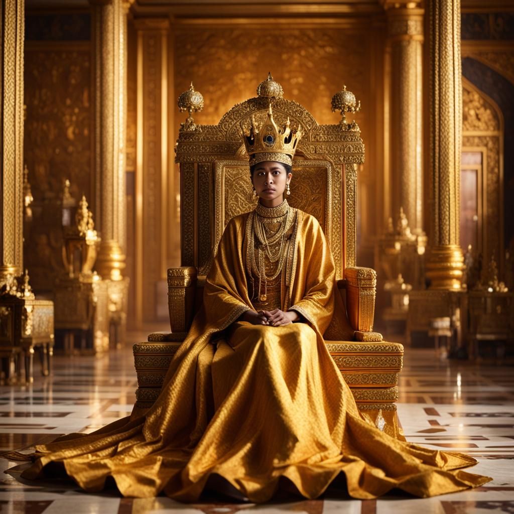 Empress of Agartha on Throne in Golden Cloth