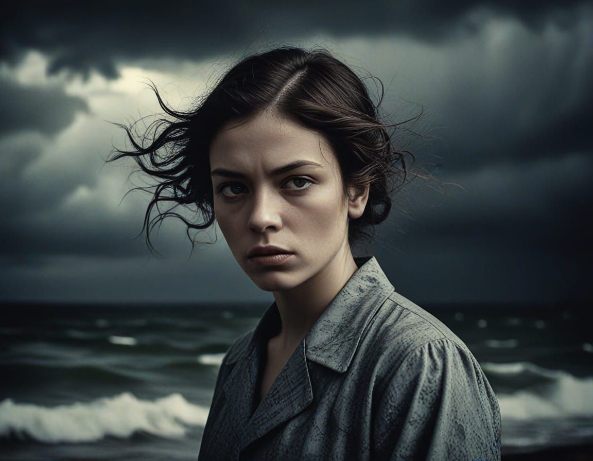 Woman in Edward Burra Style Photogravure Portrait