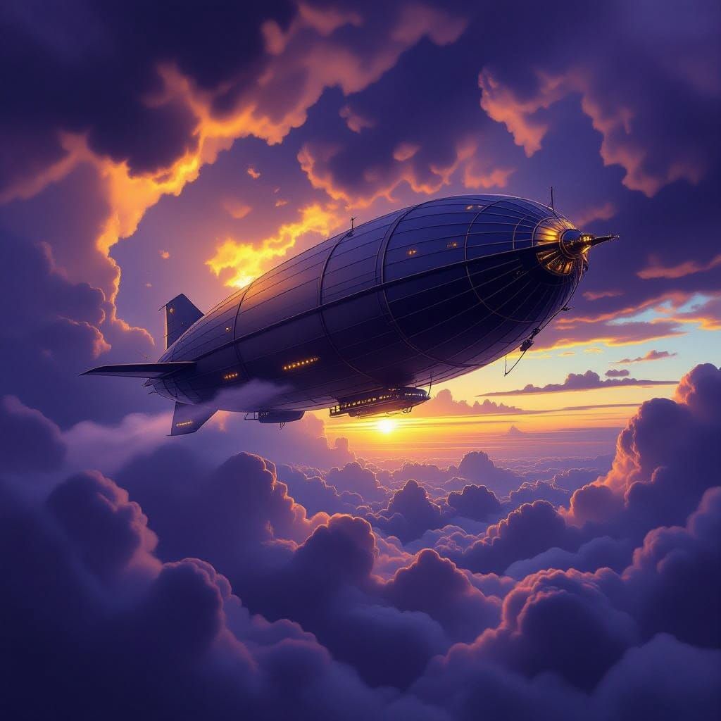 Majestic Zeppelin Airship in Turbulent Stormy Skies